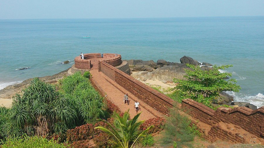 Historic Bekal Fort overlooking the Arabian Sea in Kasaragod, Kerala – popular coastal tourist attraction near Mangalore